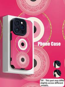 1pc Minimalist Personalized Triple Pink Devil Eye Striped Faux Leather Soft Protective Phone Case, Suitable As Gift For Friends And Lovers, Fits Compatible With Apple And Phones 17/17AIR/17PRO/17PROMAX - Multicolor - View 1