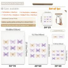 1幅防水帆布墙画，适合儿童房装饰、婴儿房、水彩蝴蝶图案、女孩卧室、紫色蝴蝶、婴儿用品 - 非常适合儿童房装饰、日托中心装饰、幼儿园装饰、男孩房装饰、女孩卧室装饰、婴儿房装饰 - 彩色 - 查看 3