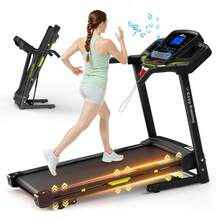 Foldable Treadmill With Incline Folding Treadmill For Home Electric Treadmill Workout Running Machine Handrail Controls Speed Pulse Monitor APP - 黑色 + 不鏽鋼1 - 查看 2