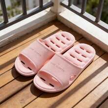 Soft Bottom Quiet Indoor Slippers, Couples Bathroom Anti-Slip Shoes, Hollow Breathable Non-Waterlogging Sandals - Pink - View 3