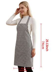 1件简约卡通可爱围裙，时尚厨房围裙，韩式可爱别致定制腰围围裙 - TJ-圓點灰-單口袋WQ - 查看 6