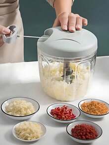 1件装，蔬菜切碎器，多功能蒜蓉器，手动食物切碎器，蔬菜切碎器，创意蒜蓉器，肉类捣碎器，厨房用品，厨房小工具，厨房配件，调味料，便携式手动食物处理器，蔬菜切碎器，蒜姜洋葱切碎器，适用于蔬菜、水果、坚果、香草等，厨房小工具 - 彩色 - 查看 5