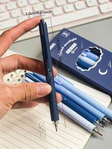 5pcs Moon & Star Pattern Press Type Gel Pen, Simple Multi-Purpose Gel Rollerball Pen Set For Painting, Writing Back To School - 多色的 - 查看 5