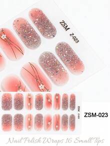 Bộ 16 miếng dán móng tay gel bán khô, màu be thạch, không cần đèn UV, chất lượng salon, bền lâu. - Hồng - Xem 2