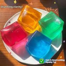 1pc Jumbo Slow Rising Cube Mochi Squishy Model, Soft And Plush Stress Relief Toy, Fun Gift For Valentine's Day, New Year, Birthday, Christmas, Halloween - Multicolor - View 4
