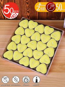 50pcs Red Smokeless Heart-Shaped Candles, White Tea Candles, Dripless And Long-Lasting Mini Heart Candles, Suitable For Room Decor, Dining Table Decor, Home Decor, Suitable For Holidays, Parties, Birthdays, Weddings And Dinners - one-size - View 18