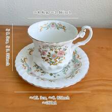 French Blue & Gold Rim Coffee Cup & Saucer Set, High-End Floral Pattern, Elegant Afternoon Tea Ceramic Cup & Saucer Set - Multicolor - View 11