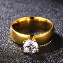 2 piezas Anillos de pareja de acero inoxidable chapados en oro de 18K con diamantes, anillos de boda unisex, perfectos como regalo de cumpleaños o adorno de boda. - Amarillo Oro - Ver 4