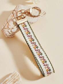 1pc Zinc Alloy Keychain, Chain, Bag Charm, Double-Layer Ribbon Keychain, Woven Strap Keychain, Keychain Accessories, Wristlet Keychain, Printed Ribbon Keychain, Women's Car Keychain, Women's Bag Charm Keychain, Universal Keychain, Women's Fashion Keychain (Slight Color Difference May Exist Due To Different Shooting Angles And Lighting, Please Refer To Actual Product. ) OYBP - 嬰兒粉 - 查看 1