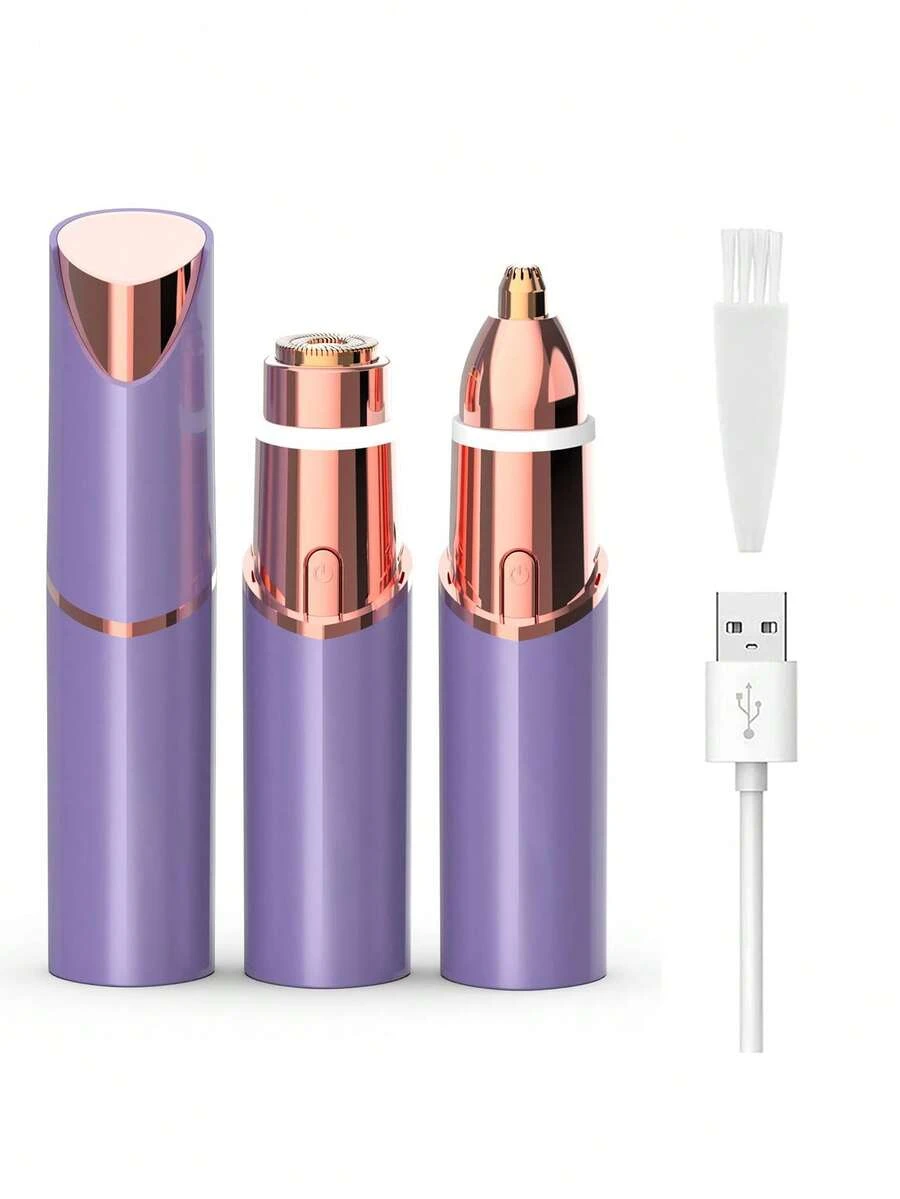 二合一女士面部毛发修剪器和眉毛修剪器，便携式电动面部脱毛器，男女通用，适用于面部绒毛、唇部、下巴、腋下、身体等部位，180mAh电池容量