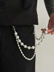 1pc Vintage Exaggerated Crystal & Faux Pearl Beaded Multi-Layer Tassel Waist Chain, Punk Hip-Hop Rock Party, Casual Daily, Street Style, Wedding Party, Women's Couples Holiday Birthday Versatile Jewelry Waist Chain Gift - 褲鏈 - 查看 7