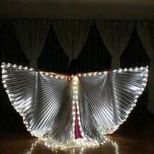 Alas de mariposa LED brillantes para adultos, alas de danza del vientre brillantes de colores, accesorio de disfraz para actuaciones en el escenario, adecuado para raves, festivales, discotecas y fiestas - Alas brillantes con tenedores - Ver 5