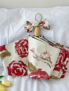 French Ins High-Quality Ditsy Floral Umbrella, Wooden Handle Sunshade Anti-UV Foldable Dual-Use Umbrella - Floral Umbrella - View 11