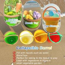 Set di giocattoli da spiaggia a forma di anguria - Forma carina a forma di frutta, materiale PP durevole, adatto per giochi all'aperto e divertimento in spiaggia, inclusi secchio pieghevole, pala e rastrello, design divertente, set di giocattoli da spiaggia in plastica durevole - Multicolore - Visualizzare 3