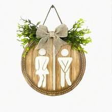 1件装木质厕所标牌，家居装饰标牌，墙面装饰，乡村风格装饰，浴室装饰，场景装饰，房间装饰，家居装饰，办公室装饰 - 多色2 - 查看 1