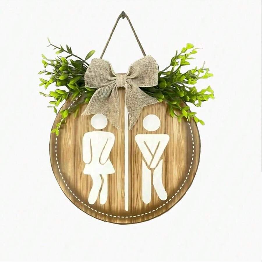 1件装木质厕所标牌，家居装饰标牌，墙面装饰，乡村风格装饰，浴室装饰，场景装饰，房间装饰，家居装饰，办公室装饰 - 多色2 - 查看 1