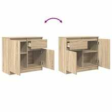 vidaXL Sideboard With Drawer, Light Oak Khaki, 71x35x65 Cm, Engineered Wood, Chest Of Drawers, Cabinet, Hallway Cabinet, Sideboard, Kitchen Cabinet, Living Room Cabinet - 橡木淺卡其 - 查看 4