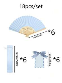 3/18/36件套蓝色系列婚礼礼品扇套装，女士折叠扇，绿色领结扇，透明束口袋，婚礼派对装饰，适合作为新娘礼物、派对礼物、生日礼物、伴娘拍照道具、夏季扇子、活动及派对用品，多包装派对礼品袋，1件装 - 多色 - 查看 10