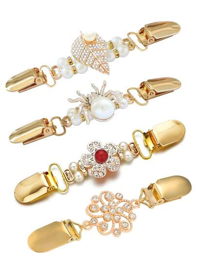 Xiacheng 1/4件套复古毛衣夹，束腰开衫领夹，披肩领夹，连衣裙后背束腰，衬衫胸针，女装