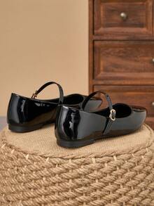 Women's Pointed Toe Splicing Low Vamp Flat Casual Shoes, Purple, Versatile, Suitable For Autumn & All Seasons - Black - View 6