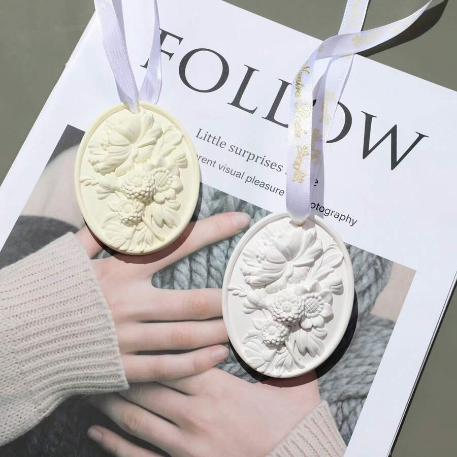 1pc Chrysanthemum Aroma Stone Silicone Mold, Handmade DIY Fragrance Stone Decor Mold, Multiple Patterns, Non-Stick, Easy Demold - White - View 1