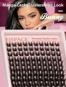 Wispy Lash Clusters Kit Manga Lash Clusters 10-18MM D Curly Fluff Individual Lashes Clusters Kit Manga Cluster Eyelash Extensions Cat Eye Lashes Kit With Lash Glue Bond&Seal Tweezers For Beginners At Home - 黑色 - 查看 7
