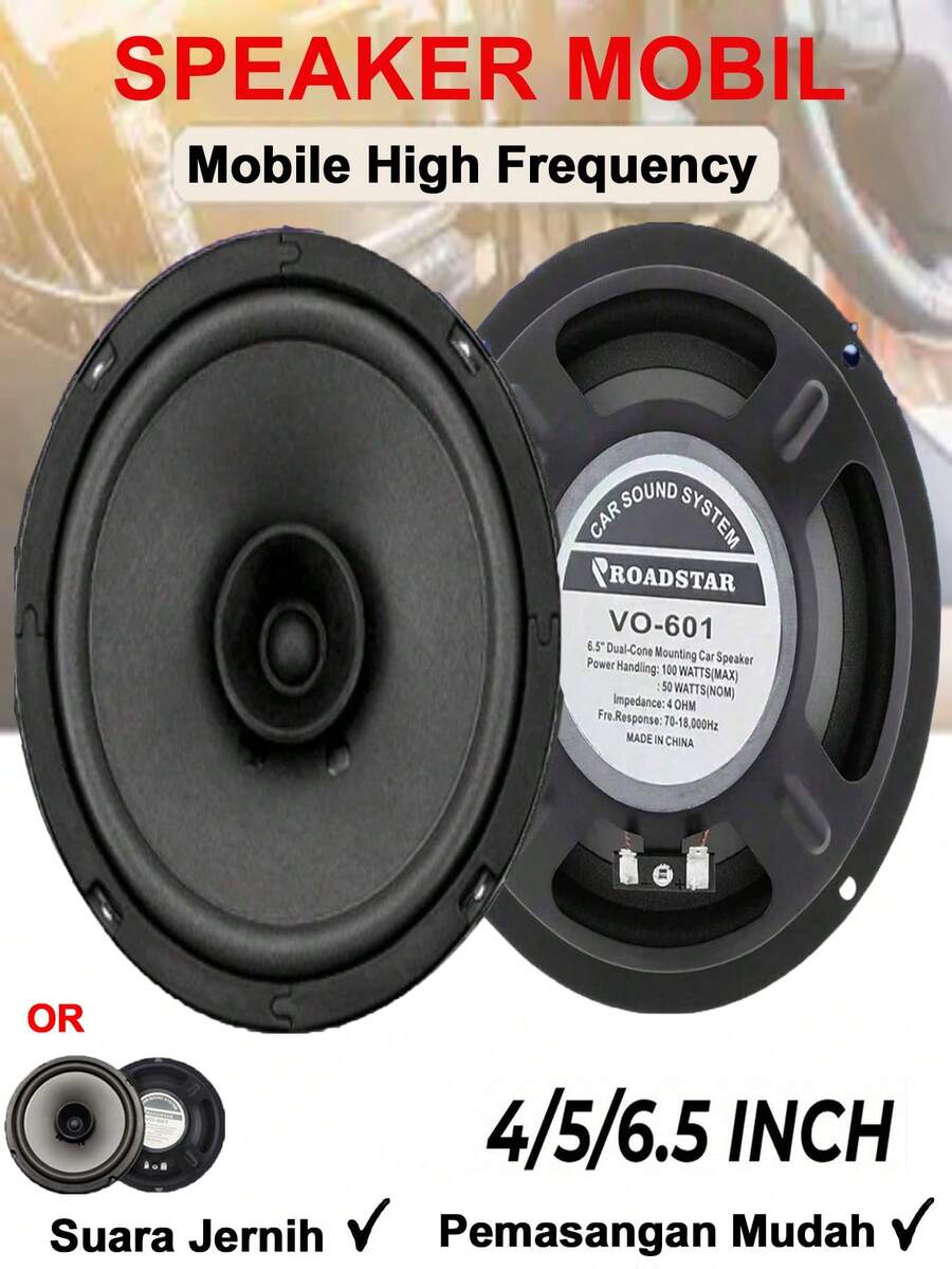 1个4/5/6英寸600W汽车音响扬声器，2路全频扬声器，具备汽车频率响应，超薄升级版低音炮/中音扬声器 - A - 查看 1