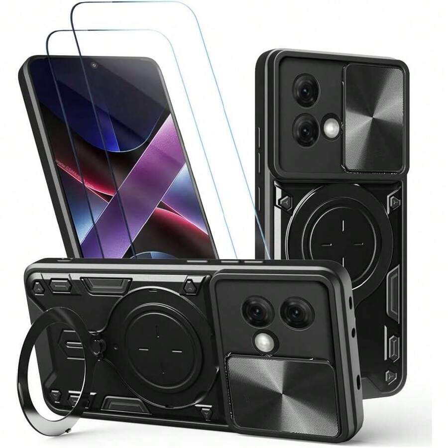 Case For Moto G84 5G Capa Case - With Screen Protector And Built-In Phone Stand - Black, 42515167 - Chocolate Brown - View 1