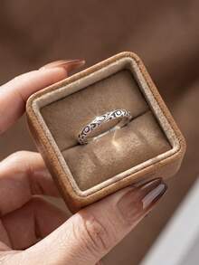 1pc 925 Sterling Silver Vintage Unique Vine Circle Ring, Suitable For Women's Daily Decoration, Couple's Date Gift, Birthday Gift - Silver - View 1