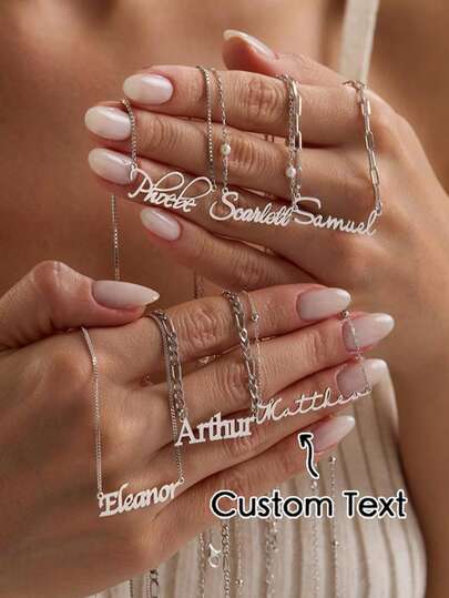 1pc Customized Name Necklace, Stainless Steel Personalized Letter Choker Necklace Pendant, Ideal Gift For Couples, Friends, Family, Mother's Day, Fashionable, Autumn, Retro, Simple, Casual, Customized, Personalized, Unique Gift For Girlfriend, Mom, Family, Friends, Daughter For Anniversary, Valentine's Day, Mother's Day, Birthday, Graduation, Daily Wear, Wedding, Prom