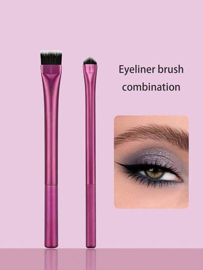 2-Piece Purple Eyeliner Set: 1. Layered + Eyeliner Brush - The Long, Slanted Brush Can Evenly Apply Liquid, Cream Or Gel Eye Products Without Leaving Any Trace. Use Along The Eyelid Or Lash Line To Create A Clearer Makeup Look. 2. Triangle Eyeliner Brush - The Small Triangular Bristles Can Create A Seamless Winged Eyeliner Effect By Placing The Brush Tip Near The Outer Eye Area.