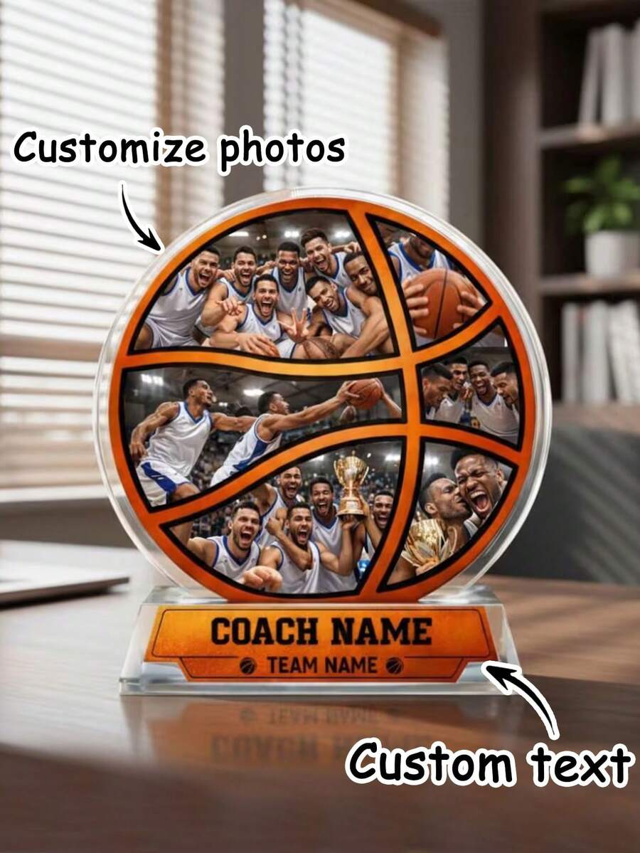 Personalized Basketball Gift, Customized Photo Acrylic Plaque, Team Award Trophy, Birthday Gift, Anniversary Gift - Style 22 - View 1