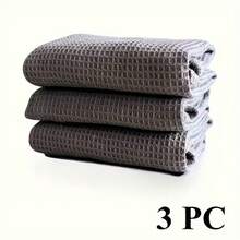 3pcs Waffle Dishcloths, Solid Color Kitchen Cleaning Rags, Thickened Absorbent Towels, Mixed Colors - 35*35cm - View 12