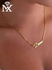 Personalized Gold Name Necklace, Comes With Any Necklace, Customized Name Necklace, Personalized Nameplate Necklace, Customized Gift For Her, Christmas Gift - Multicolor - View 5