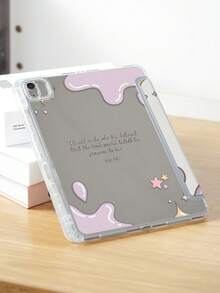 This Tablet Case Features A Fresh And Lovely Cream Drip Design With A Sweet And Minimalist Style. The Front Cover Is Made Of Premium PU Leather For A Delicate And Soft Touch, While The Back Is A Clear Acrylic Shell That Shows Off Your Tablet's Original Look With High Transparency, And Offers Great Scratch And Wear Resistance - Multicolor - View 6