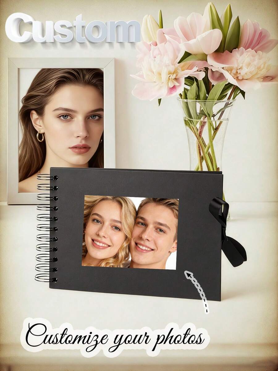 复古螺旋装订可定制相册，创意贴纸DIY相册，个性化纪念相册，适用于DIY婴儿相册、婚礼纪念相册、婚礼宾客签名册、家庭相册、情侣相册、同学相册、手工礼品相册、返校季相册、学习用品 - 彩色 - 查看 1