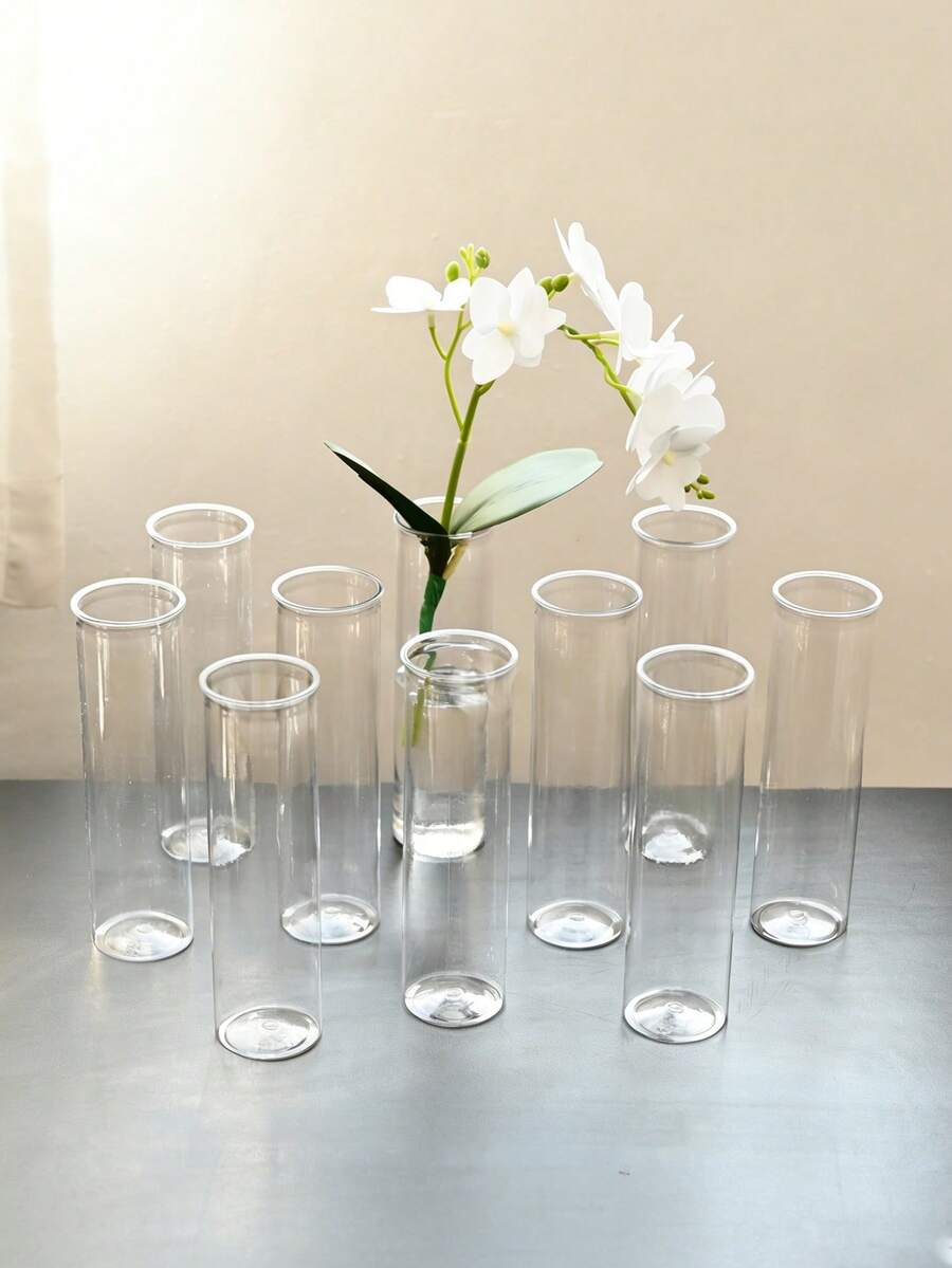 圓柱形透明塑膠花瓶、壓克力透明花瓶、耐衝擊壓克力花瓶、透明圓柱形花瓶組、透明細長單莖花瓶、極簡風格大宗花瓶、高款塑膠落地花瓶