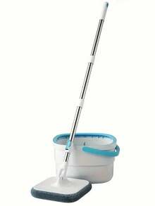 Hands-Free Mop Bucket Set, Lazy Mop, Dust-Removing Mop, Dual-Use For Dry And Wet Cleaning. Perfect For Home, Kitchen, And Bathroom Floors. Cleaning Supplies Suitable For Household, Kitchen, And Bathroom Cleaning. - 拖把套裝 - 查看 8
