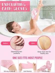 1pc Exfoliating Bath Gloves, Suitable For Shower/SPA/Massage And Body Scrubbing, Comes With Storage Bag, Can Be Given As Christmas Holiday Gift - Multicolor - View 2