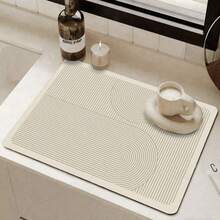 1pc Striped Bowl & Dish Pad, Kitchen Counter Mat, Suitable For Sink And Countertop, Fits Dish Rack - Multicolor - View 1