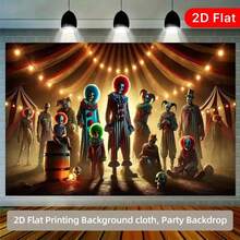 1pc 2D Flat Creepy Circus Party Horror Decorations With Menacing Clowns Balloon & Striped Jackets Heavy Duty Birthday Wedding Photo Booth Inspired Horror Theme P Cloth - 多色 - 查看 8