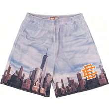 New Summer EE  Basic Mesh Short Classic Floral Printed Gym Shorts Men's Gym Basketball Sports Beach Men Shorts - 蒙特內哥羅 - 查看 12