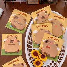 4pcs/Set Cute Cartoon Capybara Self-Adhesive Memo Pad, Office Supplies > Daily Office Supplies > Office Paper > Notebooks & Sticky Notes - Multicolor - View 10