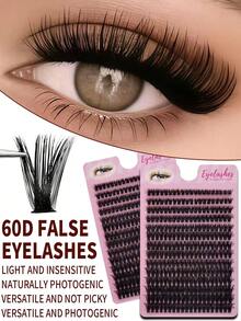 280 PCS , 60D Anime-Style Eyelash Clusters, C/D Type Curled And Mixed, 8-16 Mm Fine And Natural Lashes, DIY Cluster Pack, Individual False Eyelashes, Easy To Wear, Suitable For Everyday Makeup. Eyelashes, Cluster Lashes, Individual Lashes, Lashes, False Lashes. - View 1