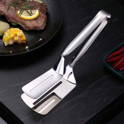 1 cái xẻng bít tết bằng thép không gỉ, kẹp cá nướng ngoài trời, kẹp bánh mì, bánh kếp, vỉ nướng nhà bếp