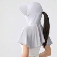 1pc Summer Lightweight Ice Silk Face Mask, UV Protection Shawl Scarf Hoodie Combo, Thin Original Silk Sunscreen Clothing With Hood - Multicolor - View 7
