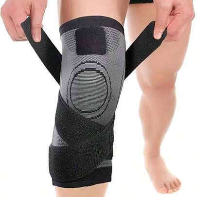 حزام ركبة نحاسي عالي الجودة مع أربطة - كم ضغط للركبة ، مناسب للرجال والنساء ومرضى التهاب المفاصل وهواة اللياقة البدنية