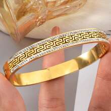 Vòng tay dạng lưới bằng thép không gỉ mạ vàng 18K đính đá Zirconia, trang sức sang trọng và thanh lịch, phù hợp cho phụ nữ dự tiệc, dạ hội và đeo hàng ngày. - Vàng - Xem 5