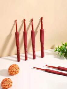 1Pc Soft Handle Alumina Crochet Hooks With Perfect Ergonomics, Ranging From 2mm To 6mm, Suitable For Hand Crochet Hook Set Suitable For Beginners And Experienced Crochet Enthusiasts, Perfect DIY Knitting Accessories Sewing Accessories Crochet Hooks Sweaters Knitting Hooks TRP Silicone Aluminum Hook Needles - Red - View 13