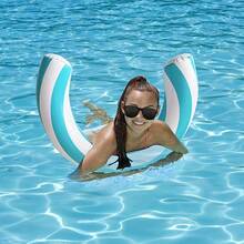 1pc Inflatable Curved Pool Float, Made Of PVC Material, Striped Design, Swimming Pool Float Accessory For Summer, Suitable For Swimming Teams And General Swimming Enthusiasts, Beach And Pool Use - A - View 4